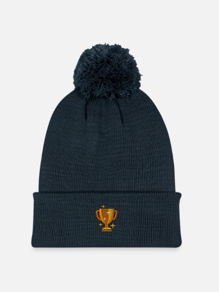 Pokal - Strickmütze mit Bommel - Navy