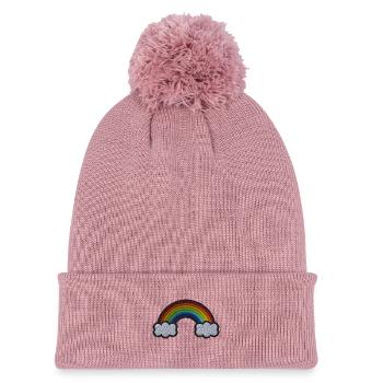 Arc-en-ciel - Bonnet tricoté à pompon - rose poudré - Devant