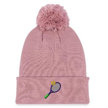 Tennis racket - Knitted hat with pompom - canyon pink - Front