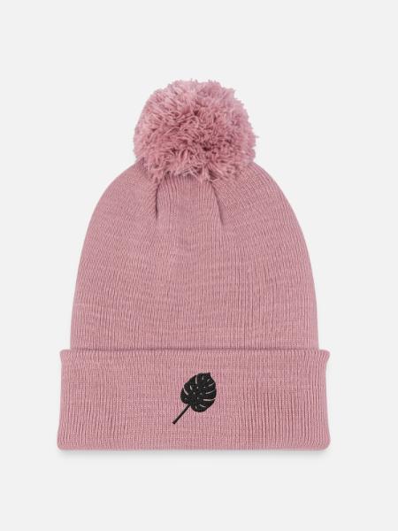 Monstera - Strickmütze mit Bommel - Altrosa