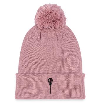Schneebesen bestickt - Strickmütze mit Bommel - Altrosa - Vorne