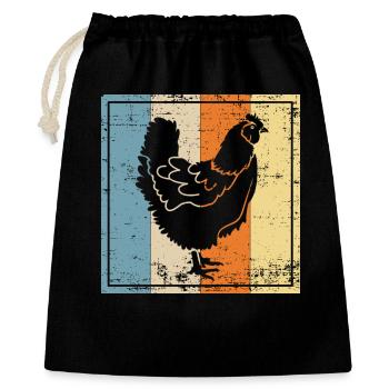 Huhn - Geschenkbeutel aus Baumwolle (40 x 50 cm) - Schwarz - Vorne