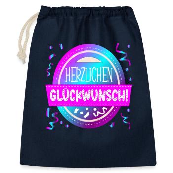 HERZLICHEN GLÜCKWUNSCH SPRÜCHE ANLASS GRATULATION - Geschenkbeutel aus Baumwolle (40 x 50 cm) - Navy - Vorne
