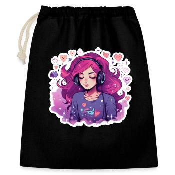Chemise casque de musique Dreamy Gamer Girl - Sac cadeau 40 x 50 cm - noir - Devant