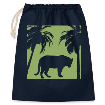 Green jungle and feline silhouette - Gift Bag 40 x 50 cm - navy - Front