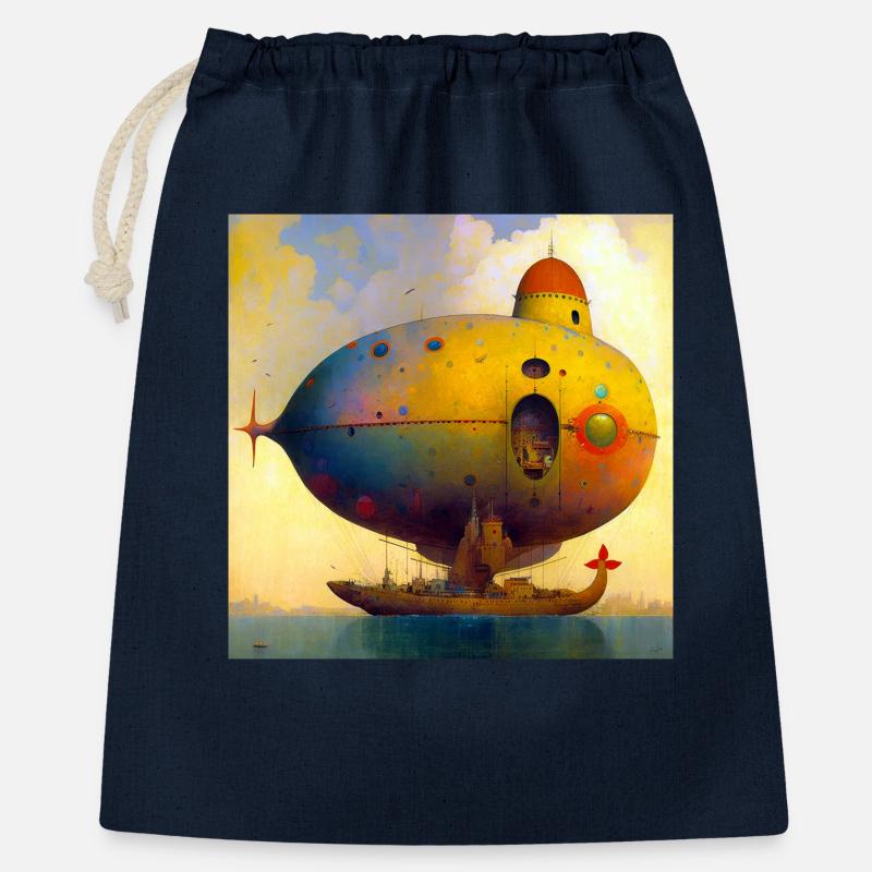 Schiff 02 - Geschenkbeutel aus Baumwolle (40 x 50 cm) - Navy