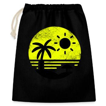 Vintage Beach Schwarz Gelb - Geschenkbeutel aus Baumwolle (40 x 50 cm) - Schwarz - Vorne