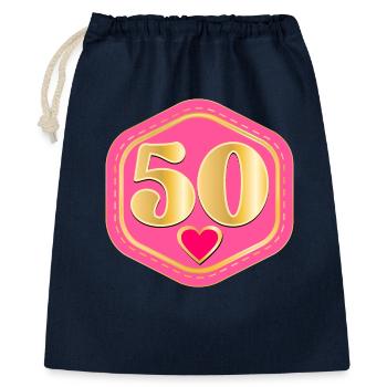 50th Birthday - FIFTY - Gift Bag 40 x 50 cm - navy - Front