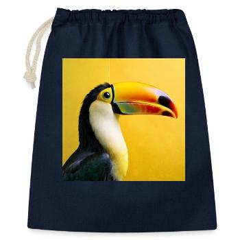 Tukan-Vogel auf tropischen gelben Hintergrundfarben - Geschenkbeutel aus Baumwolle (40 x 50 cm) - Navy - Vorne