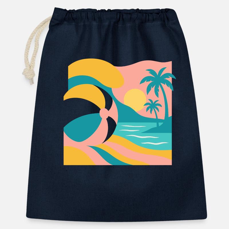 Beachball Bliss - Geschenkbeutel aus Baumwolle (40 x 50 cm) - Navy
