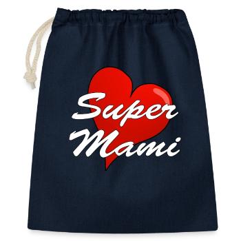 SUPER MAMI - Geschenkbeutel aus Baumwolle (40 x 50 cm) - Navy - Vorne