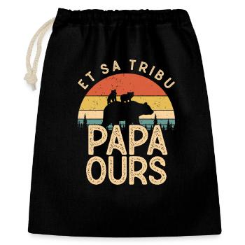 Papa Ours Pour Fete Des Peres - Geschenkbeutel aus Baumwolle (40 x 50 cm) - Schwarz - Vorne