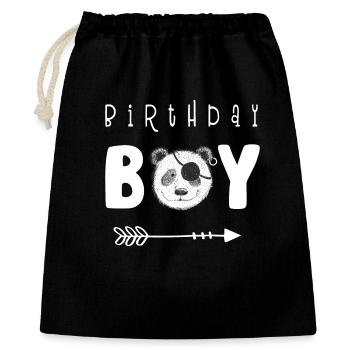 Birthday Boy I Jungen Geburtstag I Panda Pirat - Geschenkbeutel aus Baumwolle (40 x 50 cm) - Schwarz - Vorne