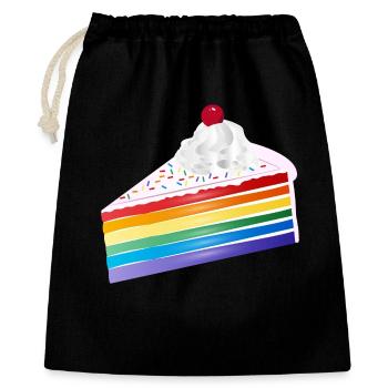 Morceau de gâteau arc-en-ciel à la crème et à la cerise - Sac cadeau 40 x 50 cm - noir - Devant