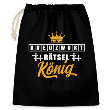  Kreuzwort Rätsel König - Geschenkbeutel aus Baumwolle (40 x 50 cm) - Schwarz - Vorne
