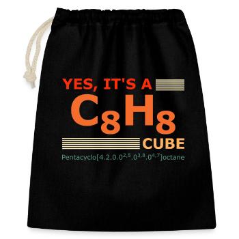 C8H8 Cubane – Yes it's a Cube retro Chemie - Geschenkbeutel aus Baumwolle (40 x 50 cm) - Schwarz - Vorne