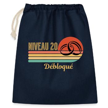 Niveau 20 débloqué design rétro graphique - Sac cadeau 40 x 50 cm - marine - Devant