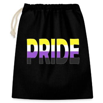 Pride Schriftzug Non-Binary Nichtbinär LGBTQ - Geschenkbeutel aus Baumwolle (40 x 50 cm) - Schwarz - Vorne