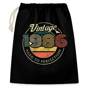 Vintage 60er Retro Logo - Geschenkbeutel aus Baumwolle (40 x 50 cm) - Schwarz - Vorne