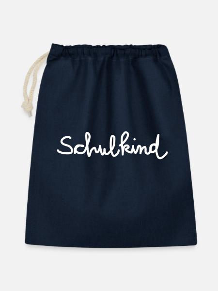 Handgeschriebener Schriftzug "Schulkind" - Geschenkbeutel aus Baumwolle (40 x 50 cm) - Navy