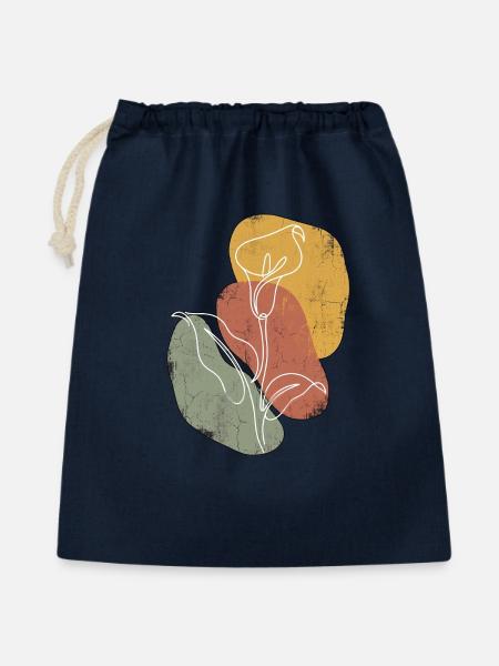 Continuous Line Calla Lilie - Geschenkbeutel aus Baumwolle (40 x 50 cm) - Navy