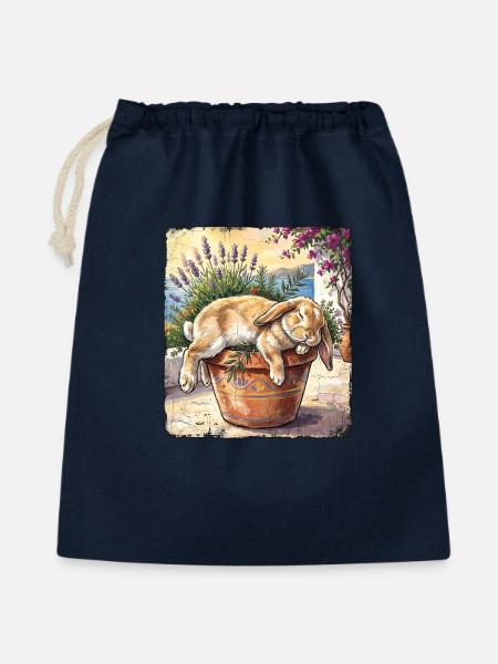 Siesta Kaninchen - Geschenkbeutel aus Baumwolle (40 x 50 cm) - Navy