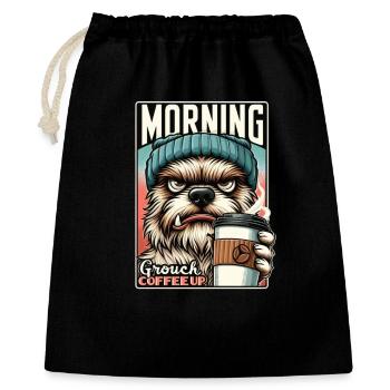 Morgenmuffel, Morgens erstmal Kaffee - Geschenkbeutel aus Baumwolle (40 x 50 cm) - Schwarz - Vorne