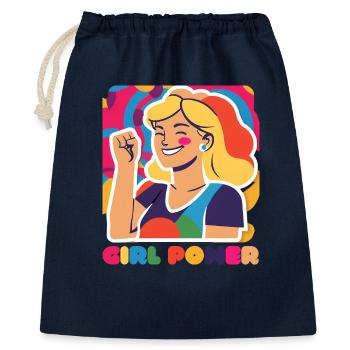 Girl Power Motive - Statement, Feminismus Frauen - Geschenkbeutel aus Baumwolle (40 x 50 cm) - Navy - Vorne