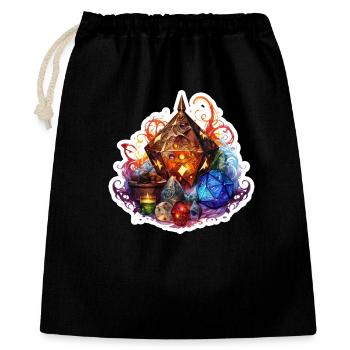 Alchemist Character mit Würfel – Fantasy RPG - Geschenkbeutel aus Baumwolle (40 x 50 cm) - Schwarz - Vorne