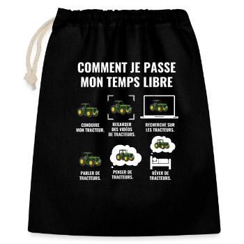 COMMENT JE PASSE MON TEMPS LIBRE - tracteur - Sac cadeau 40 x 50 cm - noir - Devant