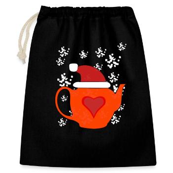 Winter Time Tea Snow Teapot Hot Drinks Xmas - Gift Bag 40 x 50 cm - black - Front