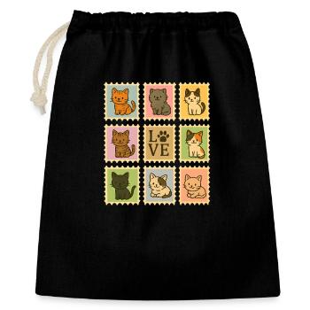 Playful Cat Stamp Collection, cats  - Gift Bag 40 x 50 cm - black - Front
