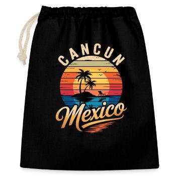 Cancun Rétro Plage Soleil - Sac cadeau 40 x 50 cm - noir - Devant