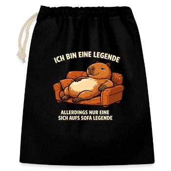 Sofa-Legende: entspannter Capybara  - Geschenkbeutel aus Baumwolle (40 x 50 cm) - Schwarz - Vorne