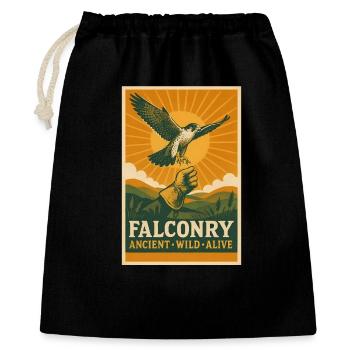 Fauconnerie : vieille, sauvage, vivante | Oiseau de proie - Sac cadeau 40 x 50 cm - noir - Devant