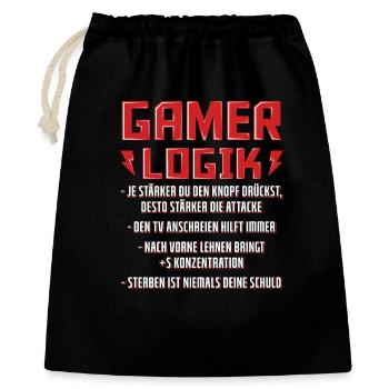 Gamer Logik Kraft im Spiel - Geschenkbeutel aus Baumwolle (40 x 50 cm) - Schwarz - Vorne