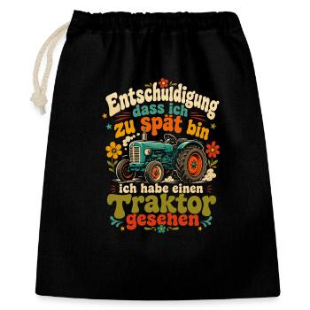 Entschuldigung: Traktor gesehen - Geschenkbeutel aus Baumwolle (40 x 50 cm) - Schwarz - Vorne