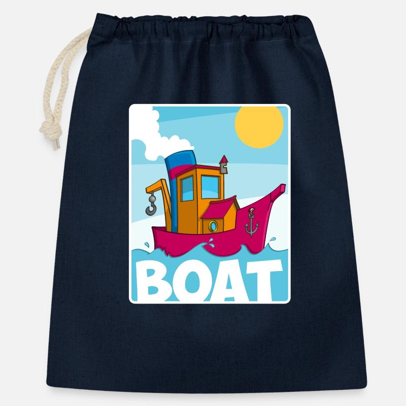 Buntes Bild eines lustigen Schleppers - Geschenkbeutel aus Baumwolle (40 x 50 cm) - Navy