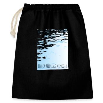 lieber meer als weniger wasser motto minimal cool - Geschenkbeutel aus Baumwolle (40 x 50 cm) - Schwarz - Vorne