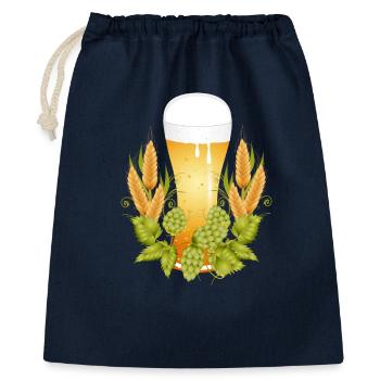 Beer glass with hops and malt – traditional motif - Gift Bag 40 x 50 cm - navy - Front