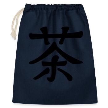 Le thé en calligraphie chinoise - Sac cadeau 40 x 50 cm - marine - Devant