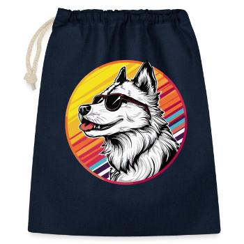 Lässiger Husky mit Sonnenbrille - Geschenkbeutel aus Baumwolle (40 x 50 cm) - Navy - Vorne