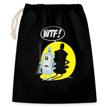 WTF sprühen flex - Geschenkbeutel aus Baumwolle (40 x 50 cm) - Schwarz - Vorne