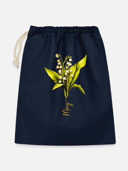 Maiglöckchen Naturalistisches Design - Geschenkbeutel aus Baumwolle (40 x 50 cm) - Navy