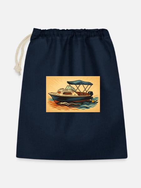 Motorboot Urlaubsfeeling - Geschenkbeutel aus Baumwolle (40 x 50 cm) - Navy