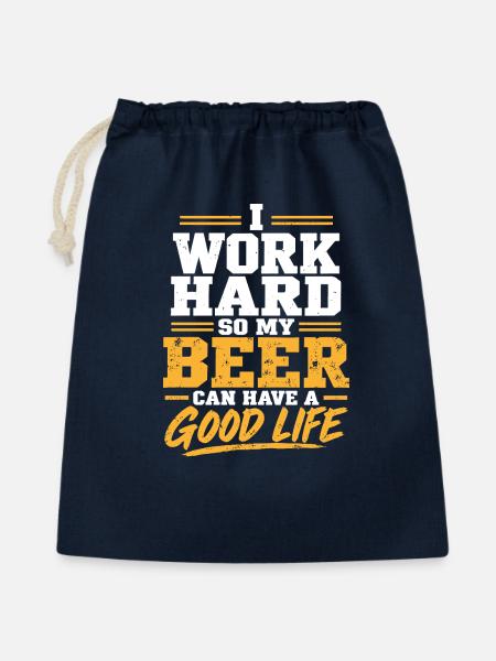 Biergarten Biermotiv Bierdesign - Geschenkbeutel aus Baumwolle (40 x 50 cm) - Navy