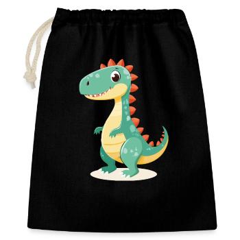 Lustiger Cartoon-Dino – Perfekt für Dino-Fans! 🦖 - Geschenkbeutel aus Baumwolle (40 x 50 cm) - Schwarz - Vorne