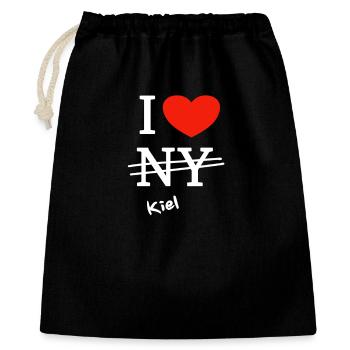 Ich liebe Kiel - I love Kiel - Geschenkbeutel aus Baumwolle (40 x 50 cm) - Schwarz - Vorne