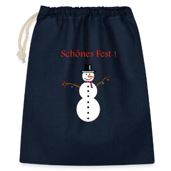 Schneemann schönes Fest - Geschenkbeutel aus Baumwolle (40 x 50 cm) - Navy - Vorne