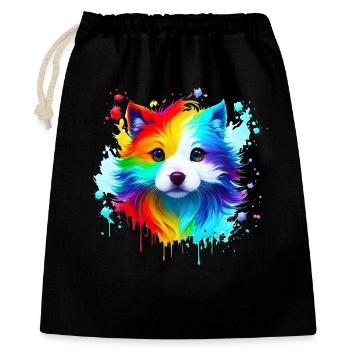 Rainbow Style Spray Welpe - Geschenkbeutel aus Baumwolle (40 x 50 cm) - Schwarz - Vorne